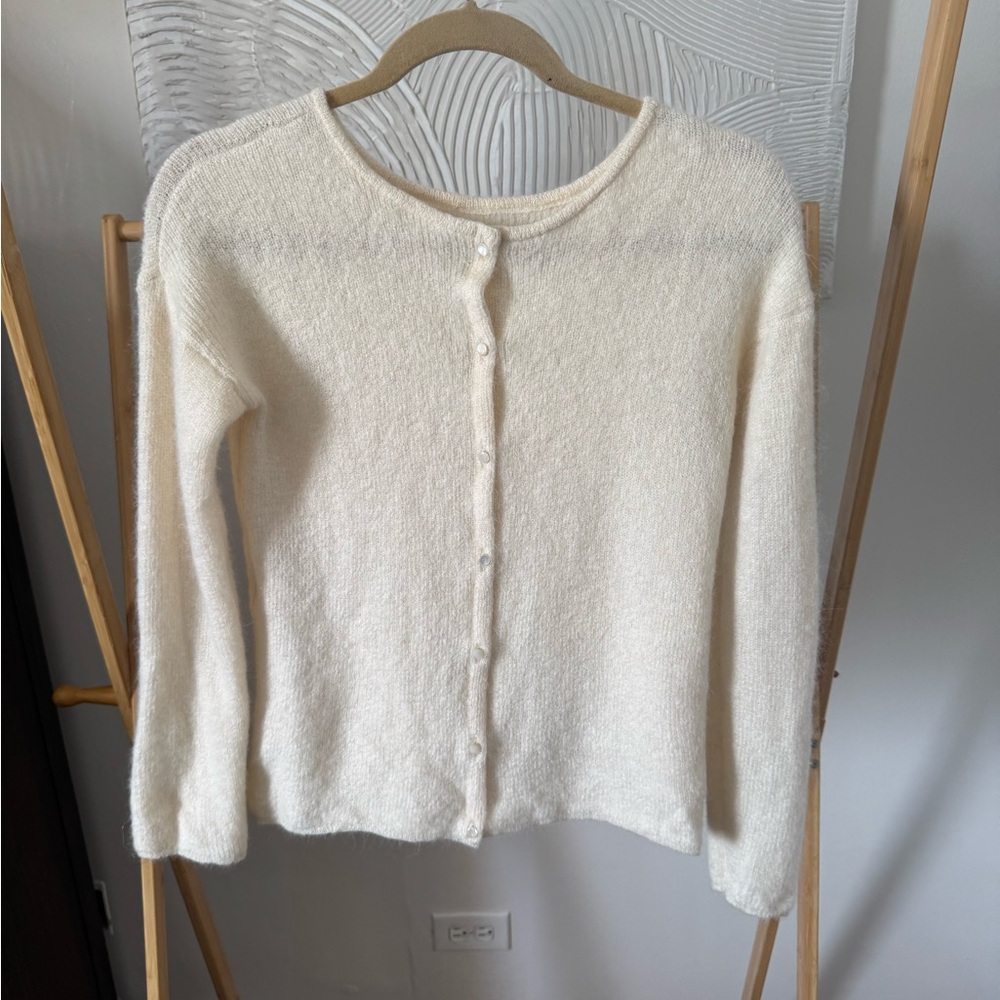 Sézane Cream Button-Up Cardigan